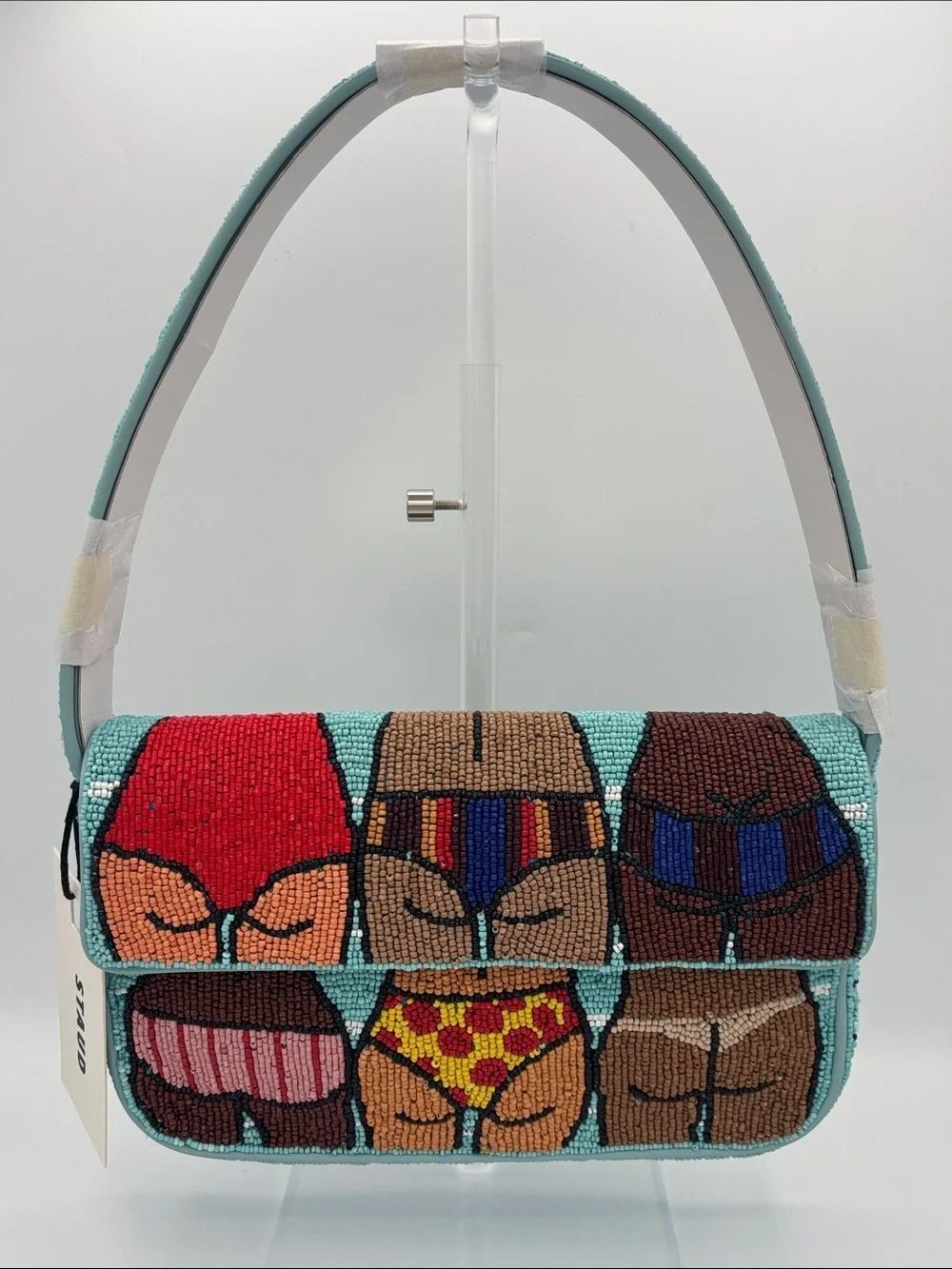 STAUD Tommy Beaded Beach Bums Shoulder Bag - Blue